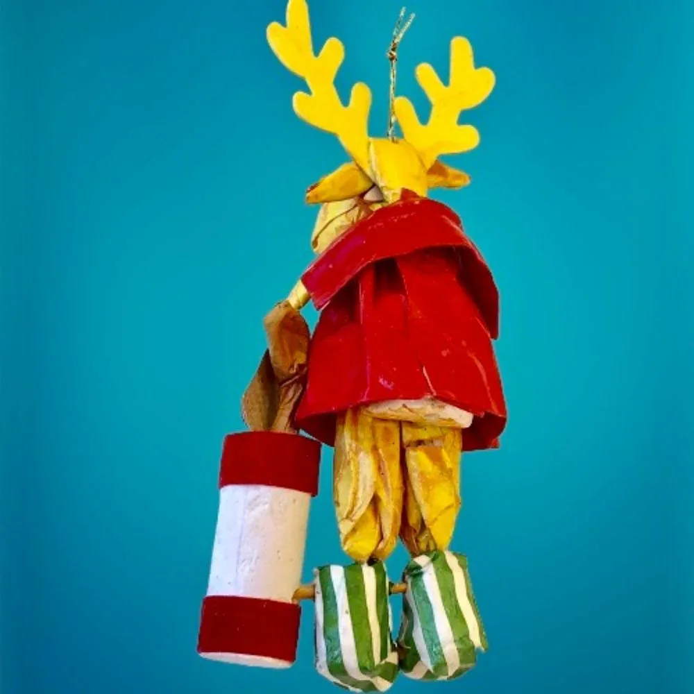 Vintage Christmas Ornament Paper Mache Moose in Dress Shopping Bag 5
